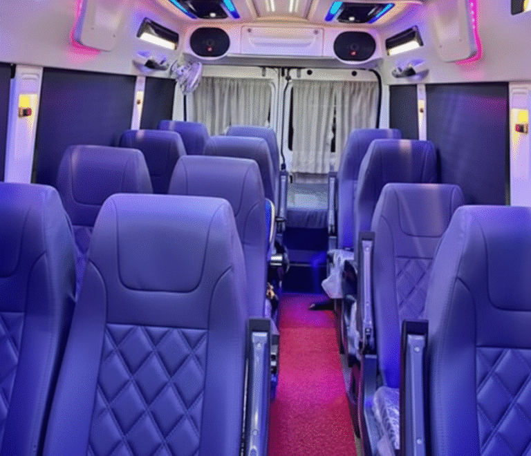 a luxury tempo traveller interior design