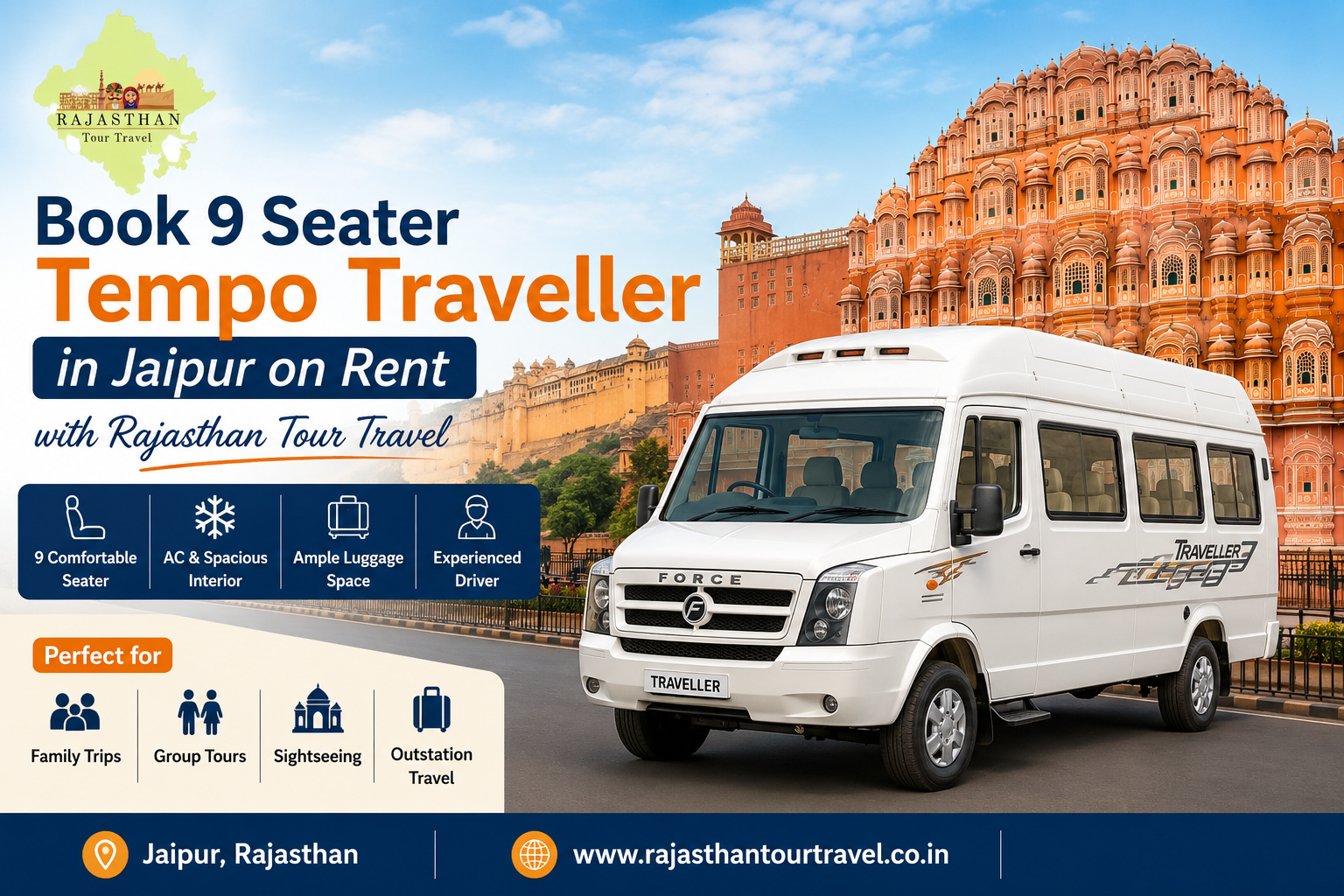 9 Seater Tempo Traveller in Jaipur