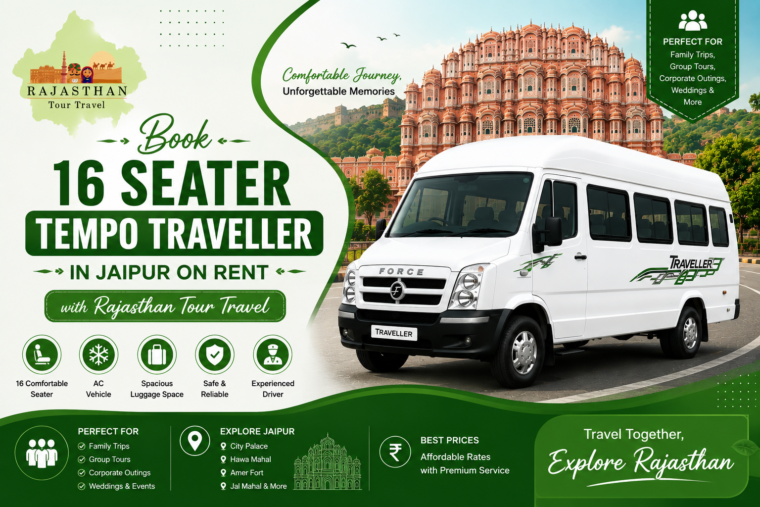 16 Seater Tempo Traveller in Jaipur