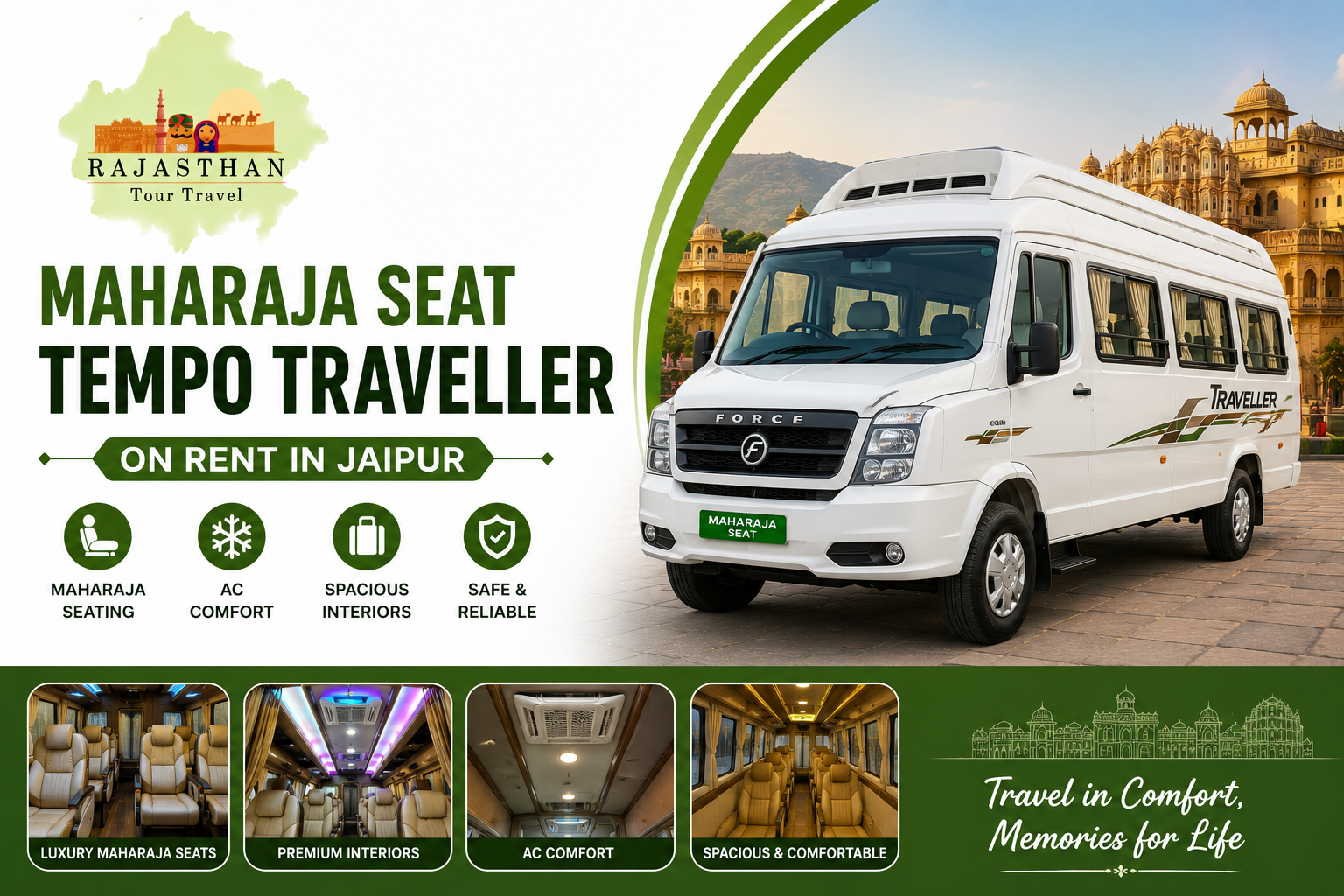 Maharaja Seat Tempo Traveller in Jaipur