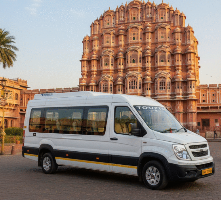 Force Urbania 17 Seater in front of Hawa Mahal Jaipur